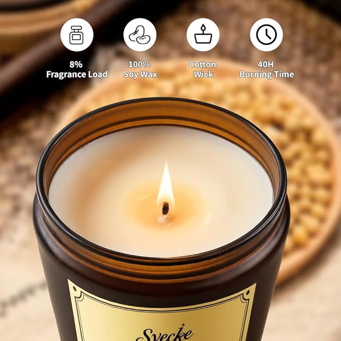 Coconut Vanilla Scented Candles, 7oz Soy Wax Candle, Long Lasting Aromatherapy Jar Candle for Home, Scented Long Burning Candle Gift for Women and Men