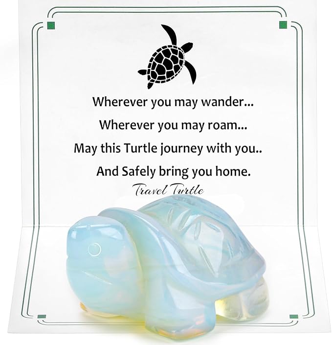 DUQGUHO 2" Travel Turtle Gift Decor Crystals Figurines Opal Crystal Best Turtles Travels Gifts for Women Traveling Travelers Cute Decorations