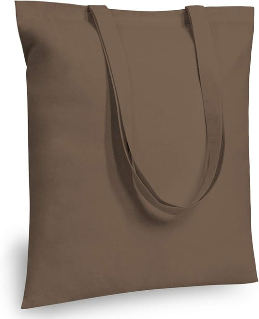 TOPDesign 24-Pack Economical 16"x15" Brown Cotton Tote Bag, Lightweight Medium Reusable Grocery Shopping Cloth Bags, Suitable for DIY, Advertising, Promotion, Gift, Activity