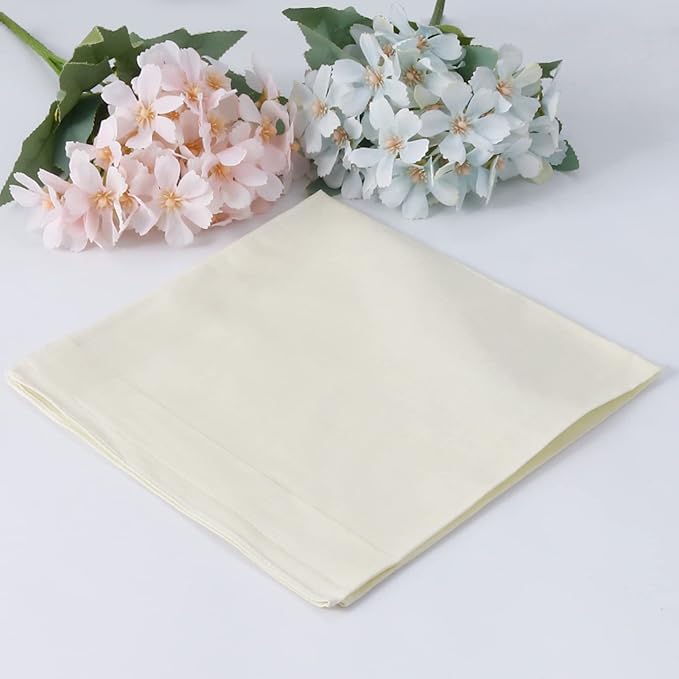 HOULIFE Men's Cotton Handkerchiefs, Solid Color 60S Soft Cotton Hankies for Men Women 6/12PCS 15.7"×15.7"