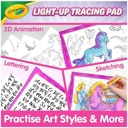 Crayola Light Up Tracing Pad Pink, Best Birthday Gifts for Girls & Boys, 6, 7, 8 Year Olds, Kids Toys, Light Box Art Kit for Kids [Amazon Exclusive] - Image 5
