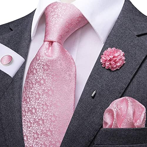 Hi-Tie Lot 5 Pcs Gift Box Mens Tie Set Necktie with Pocket Square Cufflinks Silk Neck Tie Collection - Image 7