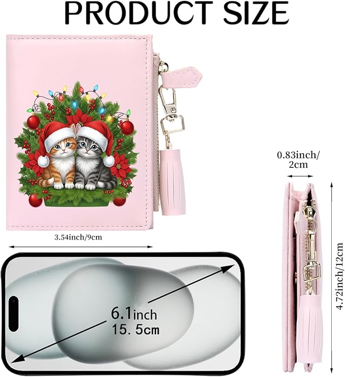 GEEAD Custom Design Small Wallets for Women Bifold Slim Coin Purse Zipper ID Card Holder for Christmas