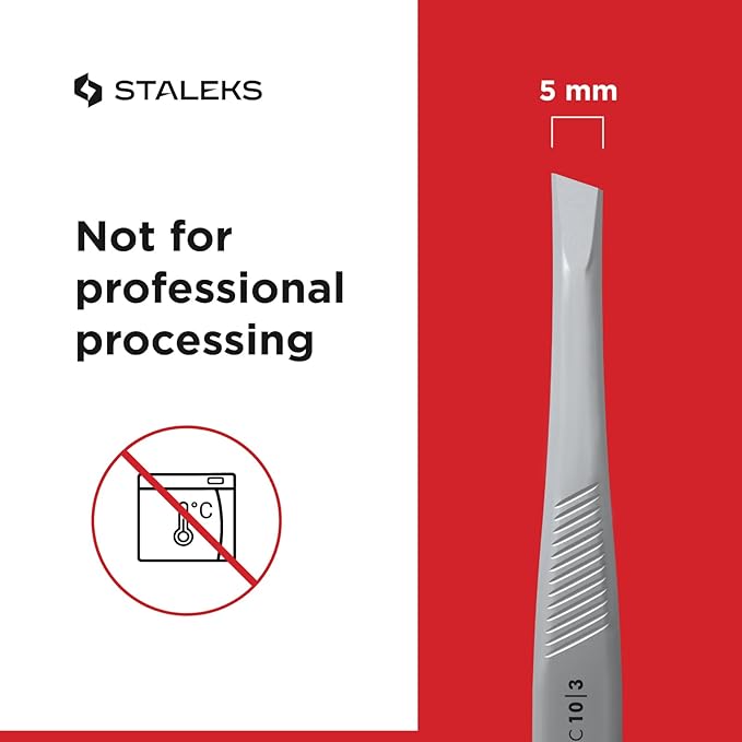 STALEKS CLASSIC 10 Type 3 Eyebrow Tweezers – Wide Beveled Stainless Steel for Thick Brows & Comfortable Home Hair Removal