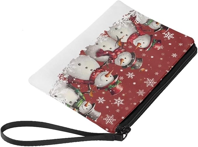 Dolyues Christmas Snowman Coin Purse Pouch Change Purse with Handle Cute Small Wallet for Women Men Makeup Bag Storage Bag Gift for Friends
