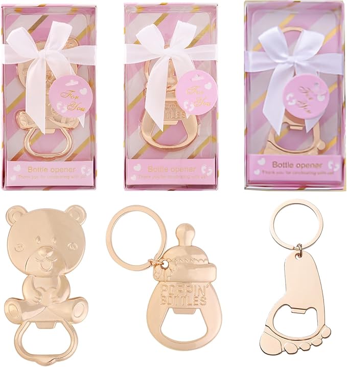 24 pcs Baby Shower Favors for Guest Bottle Opener Baby Shower Keepsake Baby Shower Return Gift for Guest Baby Shower Souvenir for Boy or Girl Baby Shower Decorations (Pink-3)