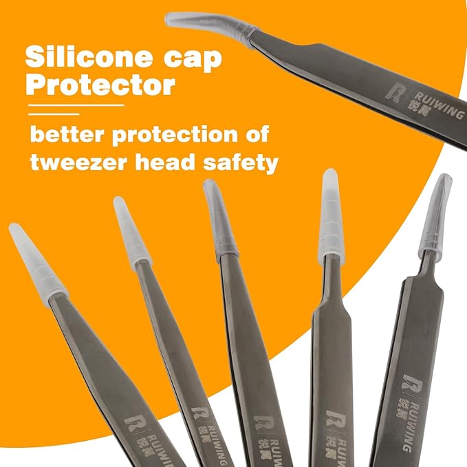 Precision Tweezers Set, 6 PCS Extra Thick Stainless Steel, Non-Magnetic, Heat Resistant for Electronics, Soldering, Jewelry, Craft, and Laboratory Work