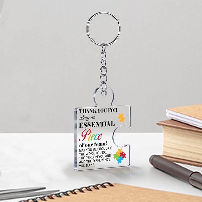 Team Appreciation Gifts for Employee Coworker Staff Bulk, Teamwork Thank You Gift Set Puzzle Piece Acrylic Keychains