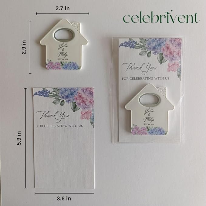 20 PCS Personalized Wedding Favors Bottle Openers - Custom Wedding Gifts for Guests with Thank You Cards, Memorable Thank You Gift for Celebrating Your Special Day (Home)