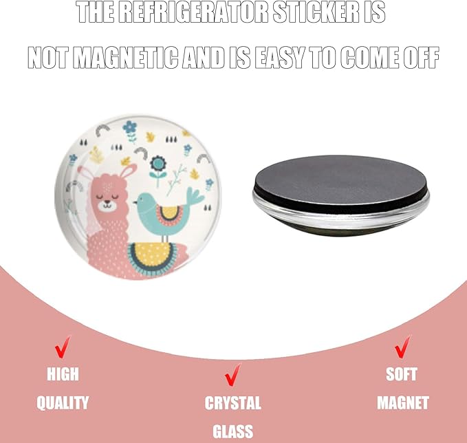 Strong Glass Refrigerator Stickers,12Pcs Magnets for Fridge,Funny Fridge Magnet Shape,Cute Small Tiny Magnet for Kitchen Whiteboard Door Decorative (Llama Refrigerator Stickers)