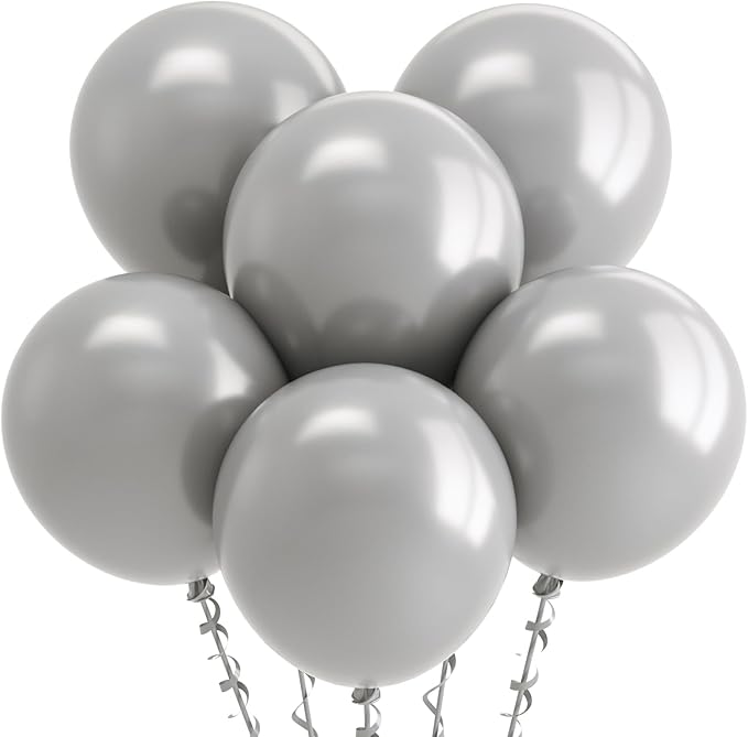 Bezente Gray Balloons 18 Inch - 30 Pack Large Thick Gray Balloons Big Round Pastel Grey Latex Balloons for Birthday Bridal Shower Wedding Anniversary Party Decorations