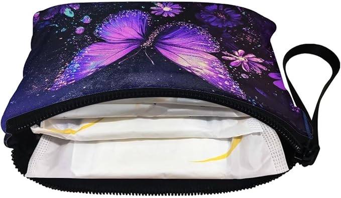 Dolyues Purple Zipper Coin Pouch Butterfly Small Womens Wallet With Coin Purse Womens Change Purse Trendy Money Bag Wristlet Desgin Coin Pouch