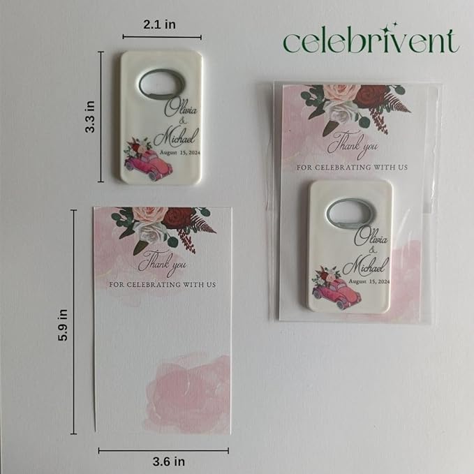 20 PCS Personalized Wedding Favors Bottle Openers - Custom Wedding Gifts for Guests with Thank You Cards, Memorable Thank You Gift for Celebrating Your Special Day (Credit Card)