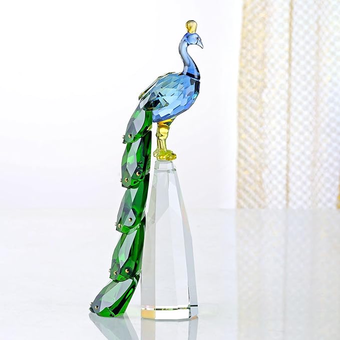 Crystal Peacock Figurine Handmade Art Animal Home Decor Statue Home Decoration