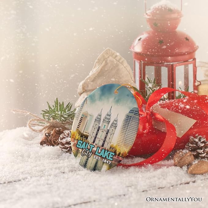 Salt Lake Vintage Ceramic Ornament, Utah Temple Souvenir Christmas Decoration
