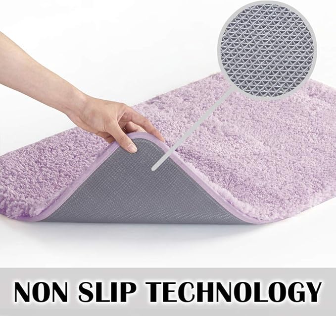 Suchtale Large Extra Soft and Absorbent Shaggy Bath Mat (24 x 60, Lavender) Machine Washable Microfiber Non Slip Bath Mat for Bathroom Floor