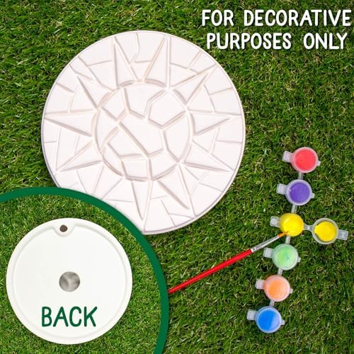 Creative Roots Mosaic Sun Stepping Stone Kit, Includes 7-Inch Ceramic Stepping Stone & 6 Vibrant Paints, DIY Garden Stone for Kids Ages 6+ - Image 2