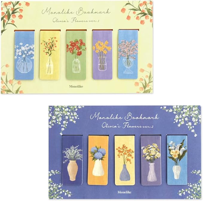 Magnetic Bookmarks Set - A (Olivia's Flowers ver.1 + ver.2)