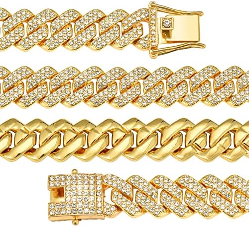 Mens Cuban Link Chain Miami Cuban Necklace 18K Gold Silver Chain For Men Women 14mm Iced Out Hip Hop Jewelry - Image 4