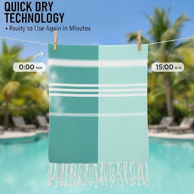 6 Pack Cotton Turkish Beach Towel Lightweight Thin Travel Vacation Essentials Oversized XL Towels Set for Pool Swim Bath Camping Cruise Accessories Must Haves Absorbent Quick Dry Sand Proof Gifts