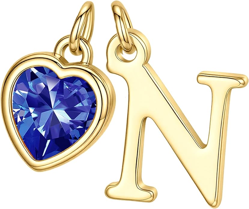 Turandoss Valentines Day Gifts for Her Trendy, Dainty 14K Gold Plated Initial A-Z Heart Birthstone Pendant Necklace Personalized Bridesmaid Birthday Valentines Jewelry Gifts for Women Girls