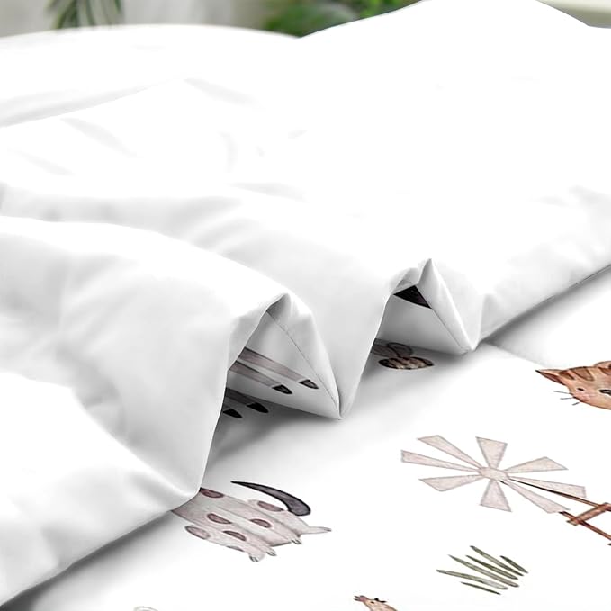 Comforter Set Queen Size, Farm Animal 7 Pcs Bedding for Kids and Adults, Cute Tractor Bed Sheet Sets with Fitted Sheet 2 Pillowcases & 2 Shams for Bedroom Bed Decor