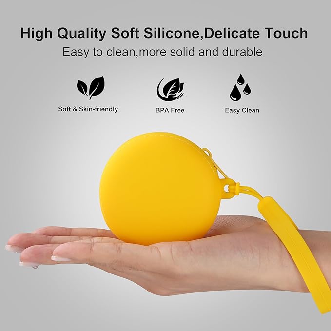 Coin Purse for Women – Silicone Small Coin Pouch with Kiss Lock for Coins, Keys, Lipstick, and Earphones – Mini Cute Change Purse for Daily Life, Cars, Travel, Party (Wristlet/Yellow)