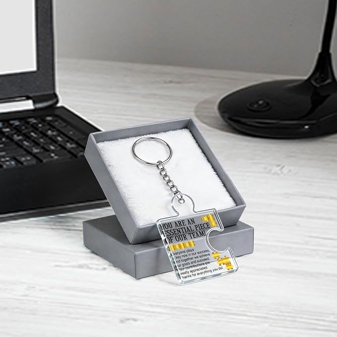 Team Appreciation Gifts for Employee Coworker Staff Bulk, Teamwork Thank You Gift Set Puzzle Piece Acrylic Keychains