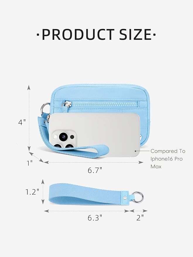 WESTBRONCO Wristlet Wallets for Women Nylon Quilted RFID Wallet with 3 Zipper Purse for Travel