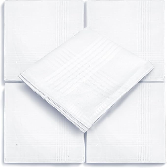 5 Pack Handkerchiefs for men, 100% Soft Cotton 16x16 Inch Men's Handkerchiefs, White Classic Pocket Hankies