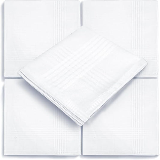 5 Pack Handkerchiefs for men, 100% Soft Cotton 16x16 Inch Men's Handkerchiefs, White Classic Pocket Hankies