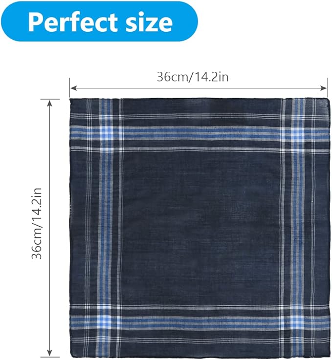 URAQT Men's Handkerchiefs, 12 Pack Gents Hankies, Mens Premium Handkerchiefs Cotton White Pocket Square Hanks for Men Women