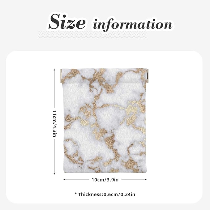 Coin Purse modern chic white gold foil marble Leather Squeeze Coin Purse Mini Pouch Change Wallet Bag Gifts for Women Kids Girls Key Holder