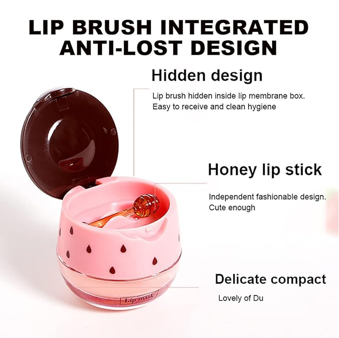 Fruit Lip Mask Set with Honey & Vitamin E, Moisturizing Overnight Treatment, Effective Reduces Lip Lines Prevention Dry and Cracked (4 Flavors)