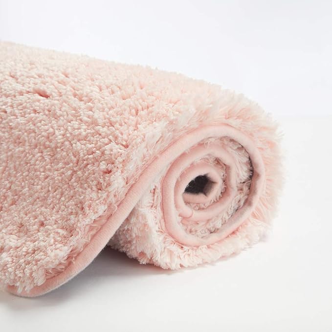 Suchtale Non Slip Bath Mat, Soft Microfiber Shaggy Bath Mat for Bathroom & Shower (16 x 24, Blush) Water Absorbent, Thick Plush, Machine Washable