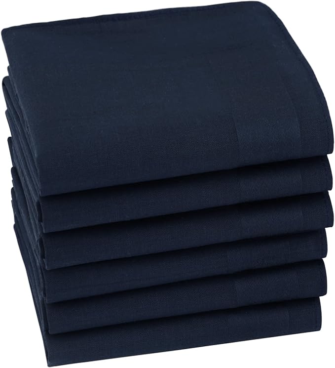 HOULIFE Men's Cotton Handkerchiefs, Solid Color 60S Soft Cotton Hankies for Men Women 6/12PCS 15.7"×15.7"