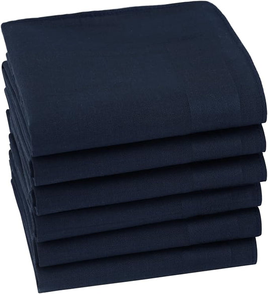 HOULIFE Men's Cotton Handkerchiefs, Solid Color 60S Soft Cotton Hankies for Men Women 6/12PCS 15.7"×15.7"