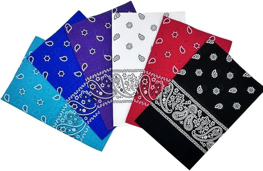 Vamqor Bandanas Gift Box 6 pack,Premium Super Soft 60s Cotton Paisley Bandannas Handkerchiefs for Men,Women and Kids