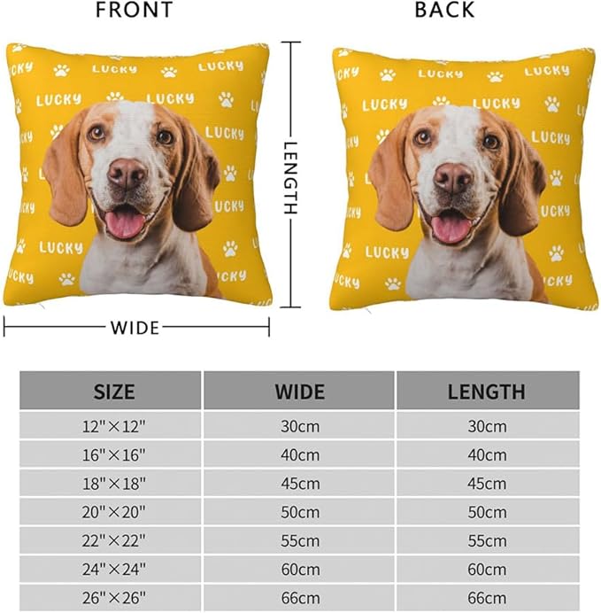 Custom Dog Cat Throw Pillow with Picture＆Name,Personalized Pet Photo Pillowcase with Optional Insert,Pet Memorial Room Decor Gifts for Home Dog Cat Lovers