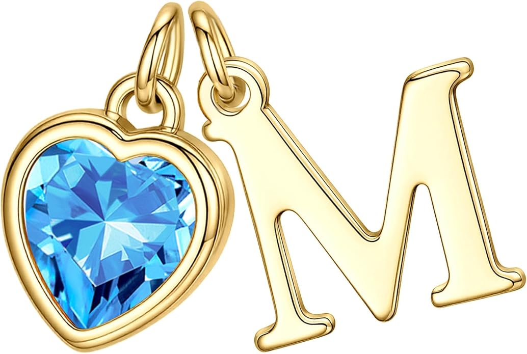 Turandoss Valentines Day Gifts for Her Trendy, Dainty 14K Gold Plated Initial A-Z Heart Birthstone Pendant Necklace Personalized Bridesmaid Birthday Valentines Jewelry Gifts for Women Girls