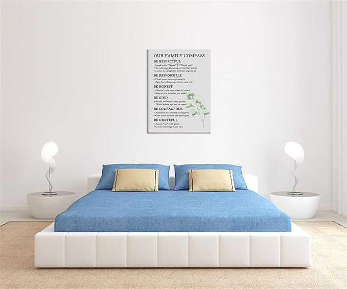 Our Family Compass Quote Canvas Poster House Rules Sweet Home Wall Art Decoration Family Sign Wall Decor Picture Artwork Print for Home Bedroom Living Room Framed Ready to Hang [30''W x 40''H]
