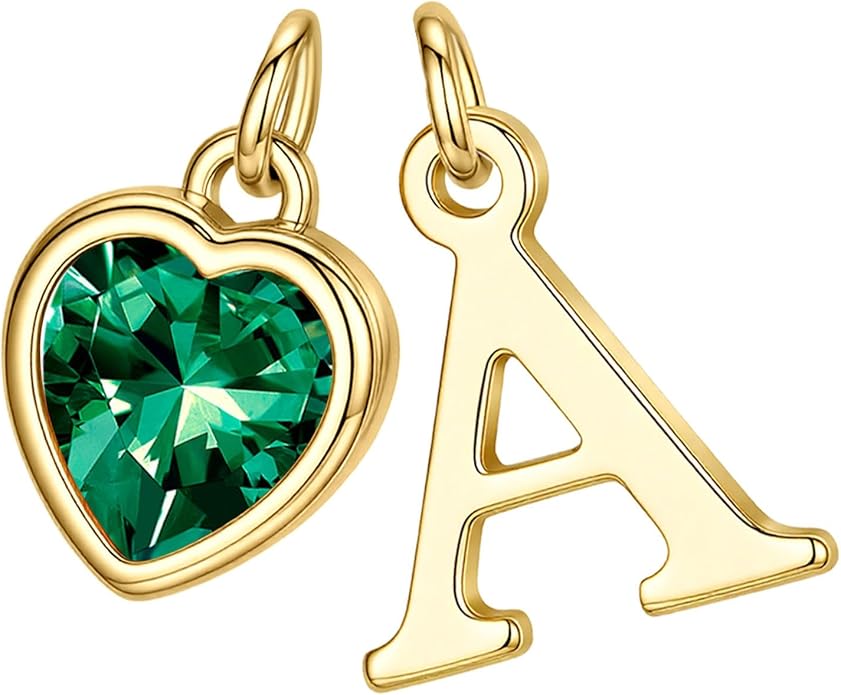 Turandoss Valentines Day Gifts for Her Trendy, Dainty 14K Gold Plated Initial A-Z Heart Birthstone Pendant Necklace Personalized Bridesmaid Birthday Valentines Jewelry Gifts for Women Girls