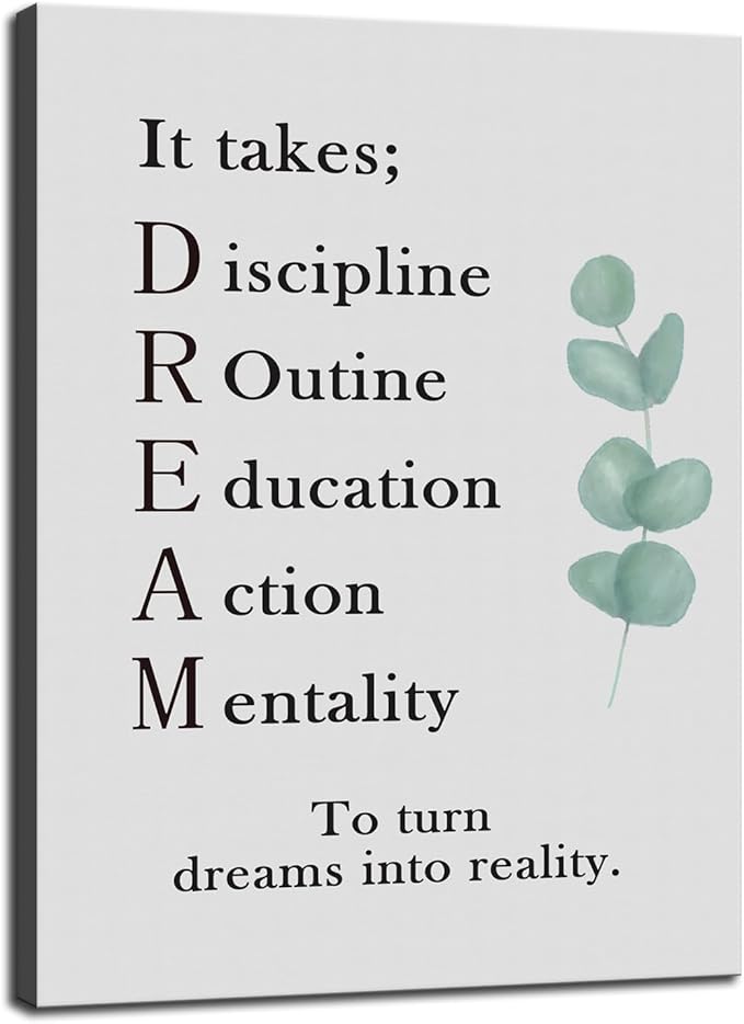 Dream Ideal Motivational Canvas Wall Art To Turn Dreams Into Reality Inspirational Poster Inspiring Painting Prints Wall Pictures for Living Room Home Office Gym Decor Framed Artwork [40''H x 30''W]