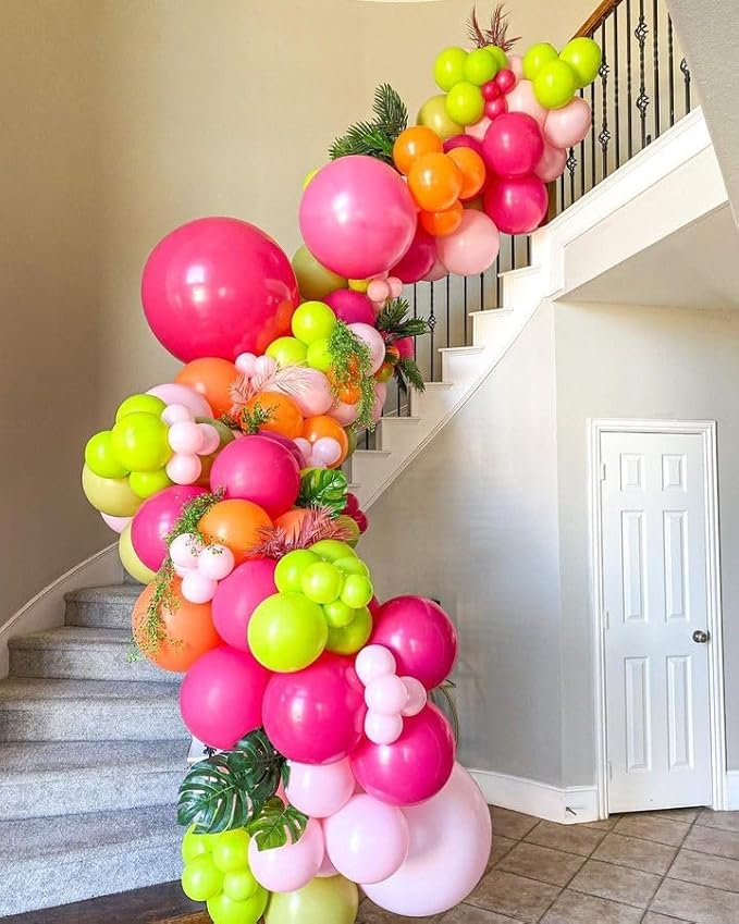 Bezente Hot Pink Giant Balloons 36 Inch - 8 Pack Jumbo Pink Balloons Large Round Hot Pink Latex Balloon for Wedding Bridal Shower Valentine's Day Birthday Party Backdrop Decorations
