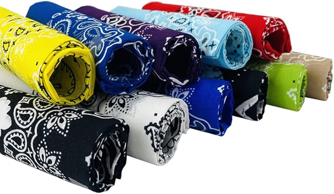 6 Pack 12 Pack Bandanas 2 Sides Printed 22inch Unisex Cowboy Kerchiefs