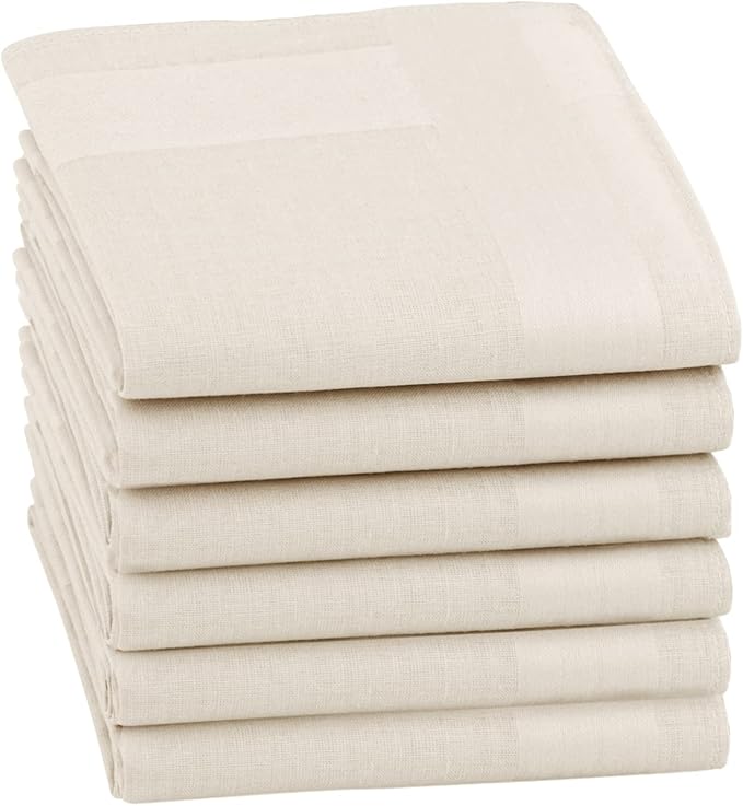 HOULIFE Men's Cotton Handkerchiefs, Solid Color 60S Soft Cotton Hankies for Men Women 6/12PCS 15.7"×15.7"