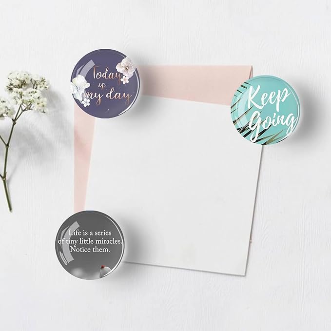 12Pcs Glass Refrigerator Magnets - Fridge Magnets Decoration for Classroom, Locker, Office Whiteboards, Cabinet, Dishwasher and Magnetic Surfaces (Inspirational Quote Fresh)