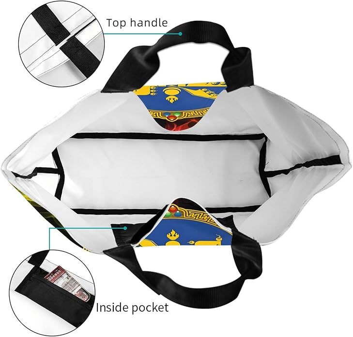 Mongolia National Emblem Large Reusable Eco-friendly Shopping Bags Portable Storage Handbag