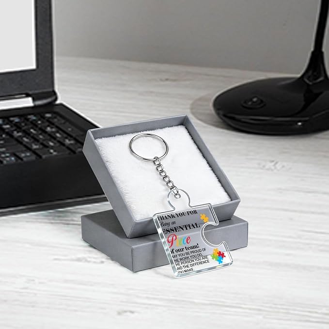 Team Appreciation Gifts for Employee Coworker Staff Bulk, Teamwork Thank You Gift Set Puzzle Piece Acrylic Keychains