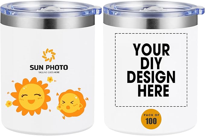 Personalized Custom Tumbler Print in USA 12oz 100Pcs Stainless Steel Travel Coffee Cup with Lid & Straw Double Wall Insulated Mug With Colorful Text Logo Photo